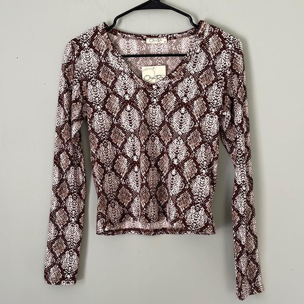 Small / Stretchy + soft long sleeve / snake print / by Olivia Rae
